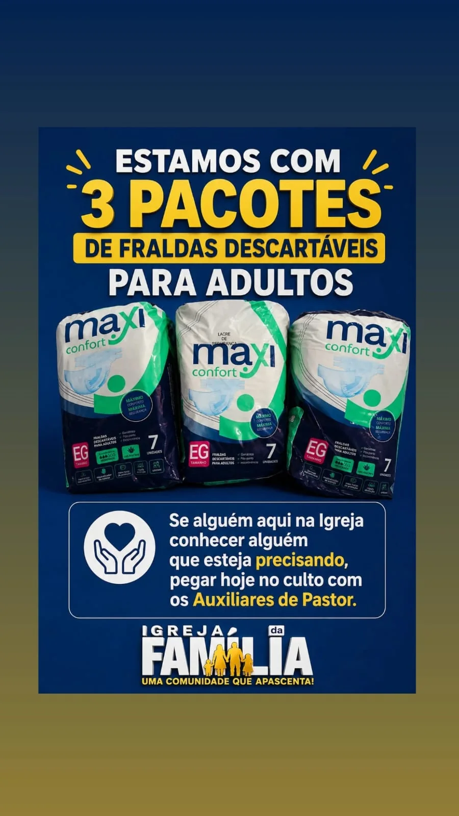 Doação de fraldas descartáveis para adultos